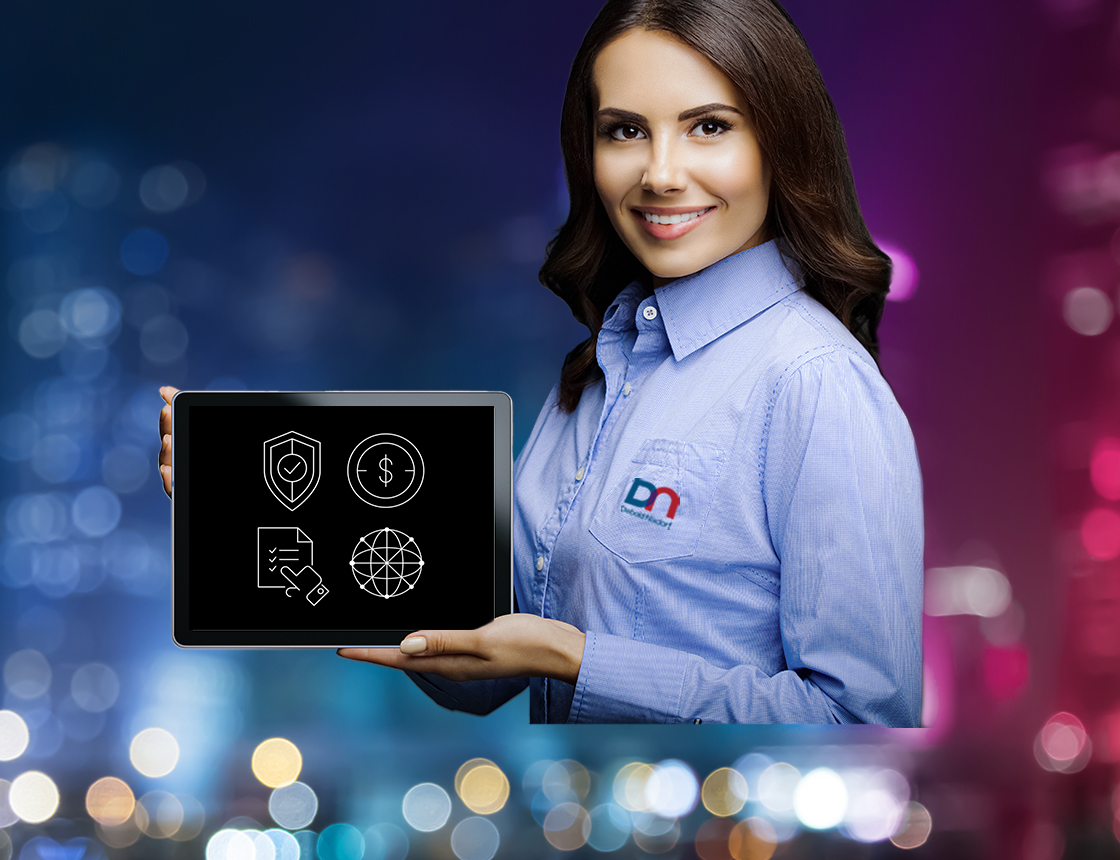 DN Tech holding tablet with BAS logos